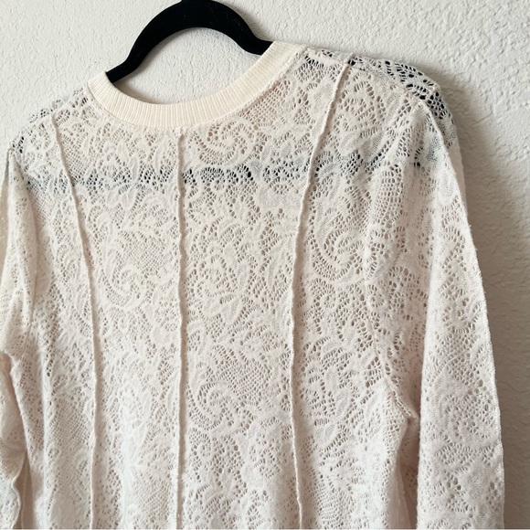 Free People Coffee In The Morning Tunic Crochet Knit Top Chamoix Medium Boho - Picture 13 of 15
